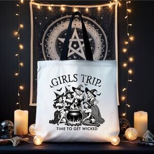 Girls Trip Sassy Pinup Witch Tote Bag